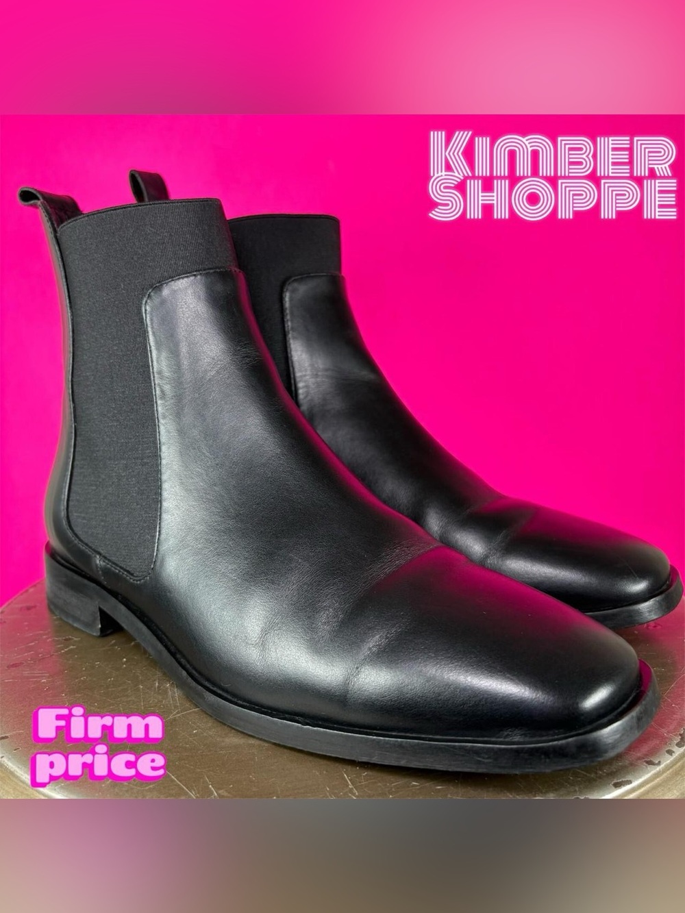 Everlane The Italian Black Leather Square Toe Chelsea Boot US 7.5 EU 38